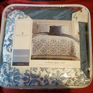 (NEW) 4 Piece Full/Queen Quilt Set